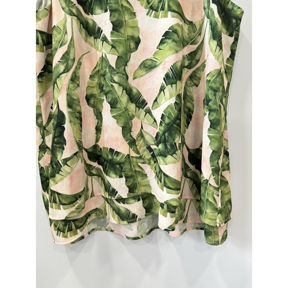 Alex Marie Tropical Banana Leaf Print Sleeveless Blouse Top Size XL Summer - Picture 3 of 8